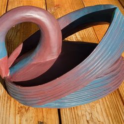Rare! Vtg Handcarved And Painted Wooden Swan Made In Indonesia 12"X8.5"
