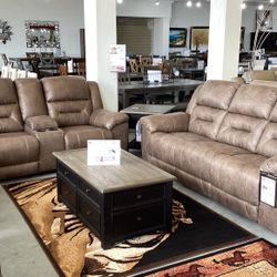Stoneland Power Reclining Sofa and Loveseat Set