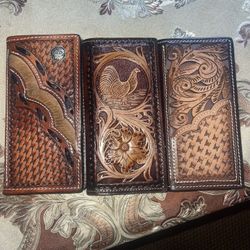 western-style leather rodeo wallets