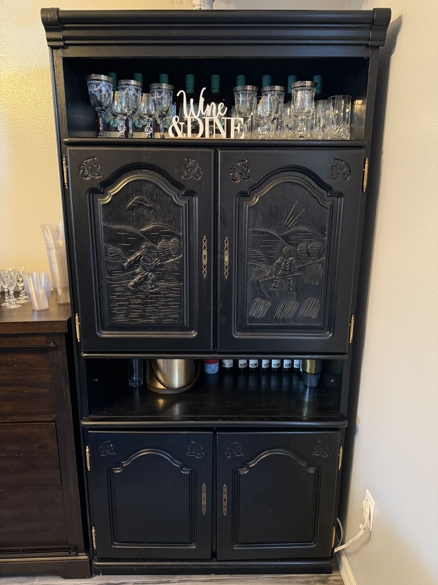 Antique Wine & Liquor Cabinet Bar