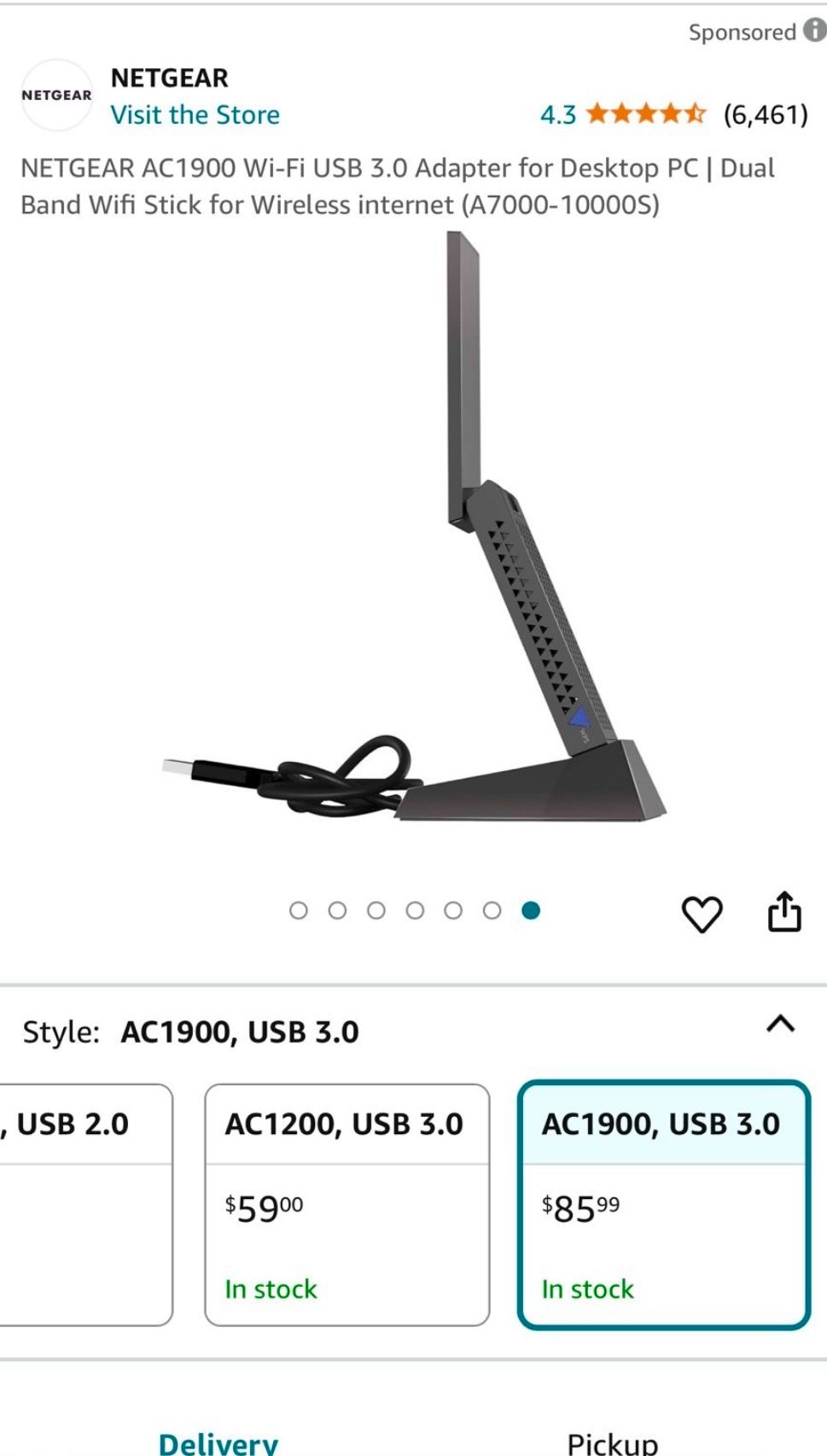 NETGEAR AC1900 Wi-Fi USB 3.0 Adapter for Desktop PC
