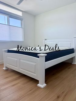 Queen Solid Wood Bed With Mattress $540