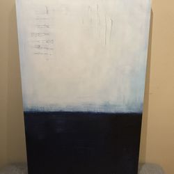 Great Big Canvas 48x32 Abstract Horizon Art Navy & White Modern Wall Decor