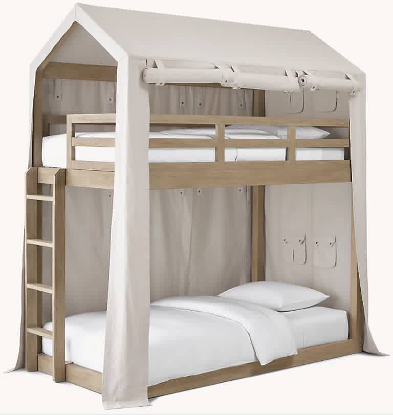 Rh kids restoration hardware kids twin over twin bunk bed with tent