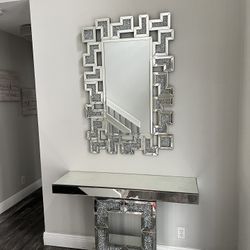 Beautiful Glass Console Table And Mirror