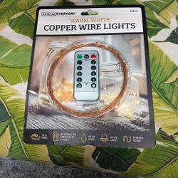 NWT Luminar Everyday Waterproof Bendable Warm White Copper Wire Lights, 20 Feet