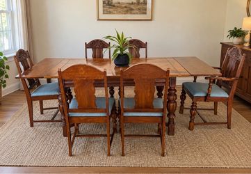 Wood Dining Table with 6 Chairs