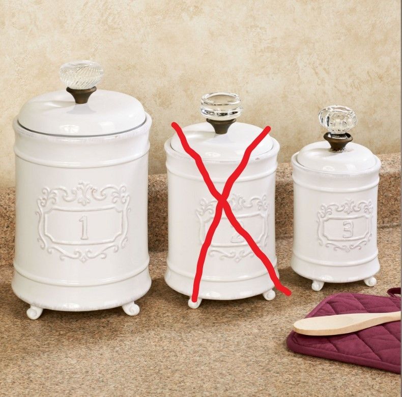 Circa White Ceramic Kitchen Canister Set ONLY #1 and #3 canisters available in SET