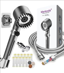 Mankoda Filtered Shower Head with Handheld, 12 Replacement Filters for Hard Water & Chlorine Removal, 75" High Pressure Anti-Burst Hose