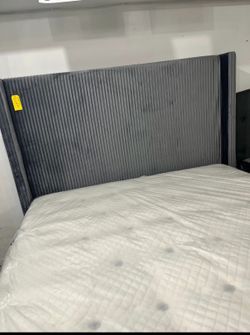 Grey king size bed frame