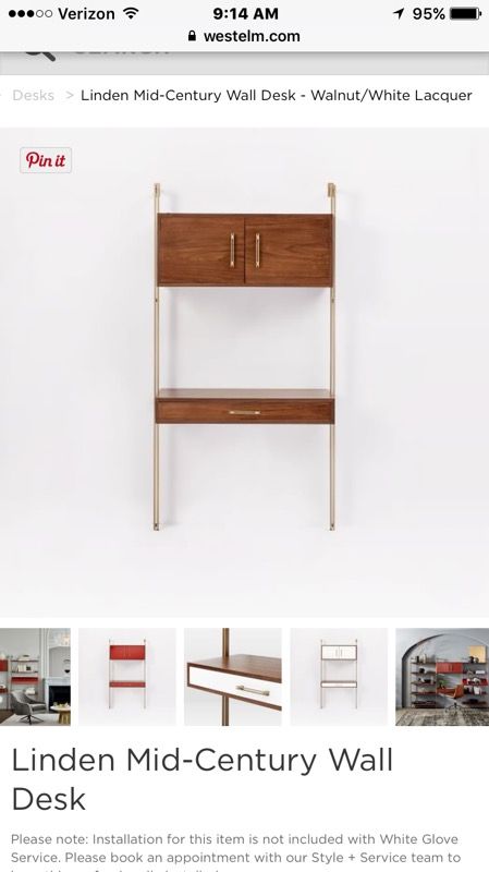 West Elm Linden Mid-Century Wall Desk