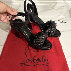 Size 6 NWT Christian Louboutin Black Braided Heels