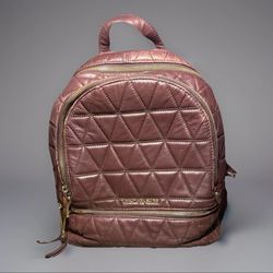 MICHAEL KORS Rhea MD Quilted Leather Backpack Barolo Brown 