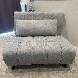 Grey Upholstered Pillow Back Convertible Chair
