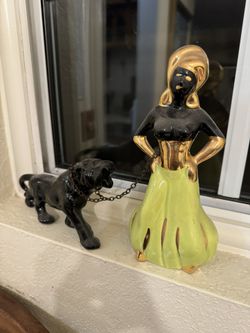 Mid Century Genie And Panther Figurine