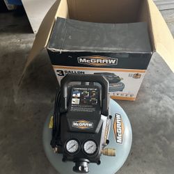 Mcgraw 3 Gallon 1/3 HP 110 PSI 0.6 SCFM Oil-Free Pancake Air Compressor 14"
