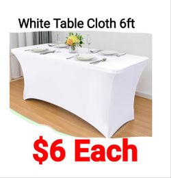 White Stretch Table Cloth For 6ft Tables ($6 Each)