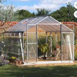 8' x 10' Greenhouse for Outdoor with Aluminum Frame Lockable Door and Adjustable Windows, Walk-in Plant House for Patio Backyard Garden