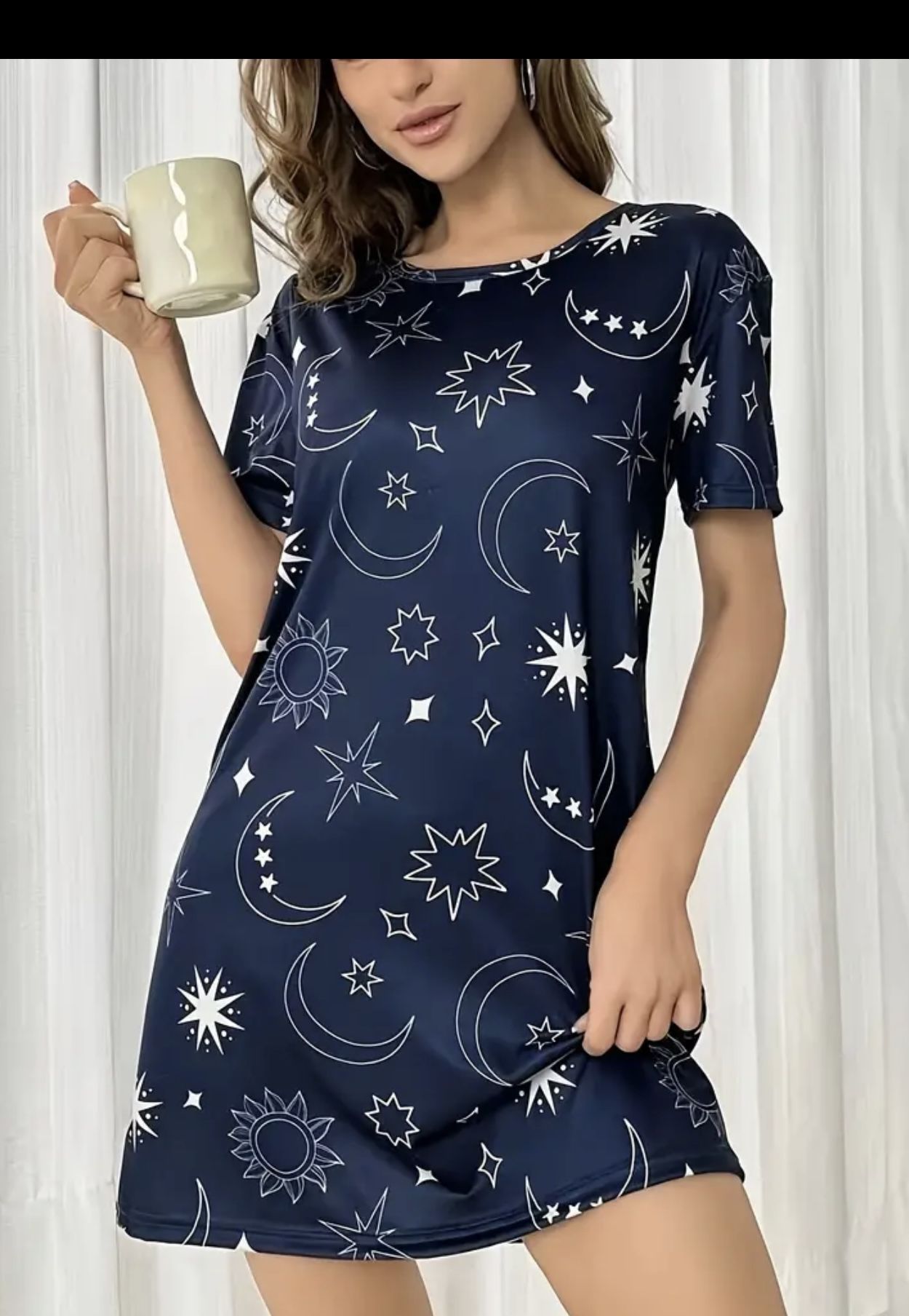 Casual Short Sleeve Neck Loose Sleep Wear
