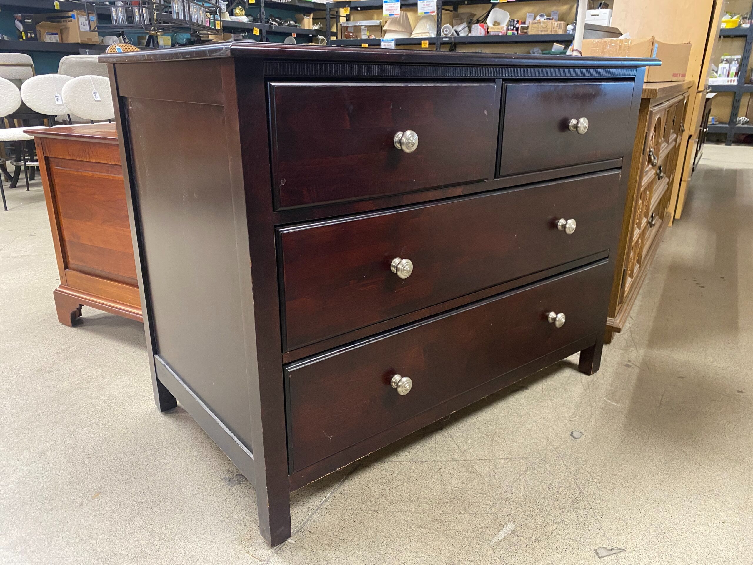 4 Drawer Dark Wood Chest