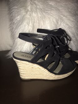 ANA black wedges - lace up