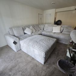 Large Plush Sectional and Ottoman