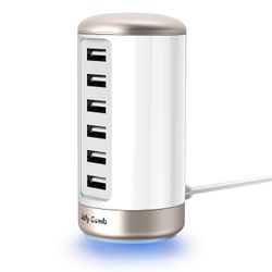 Jelly Comb 6-Port Desktop Charger Station, USB Wall Charger with Smart Identification for iPhone, iOS, Android and All Other USB Devices. $10