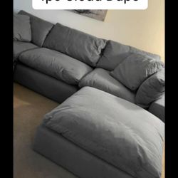 Grey Cloud Modular Sectional Couch Sofa With Ottoman 