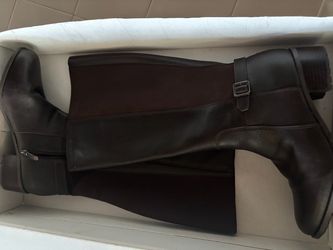 Dark Brown Leather Knee-High Boots (for big calves)