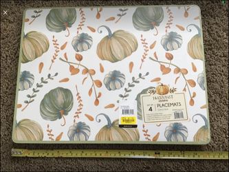 NWT~Sealed~Set of 4 Harvest Season Cork Placemats~Blue Pumpkin~ Save for Next Thanksgiving~NEW