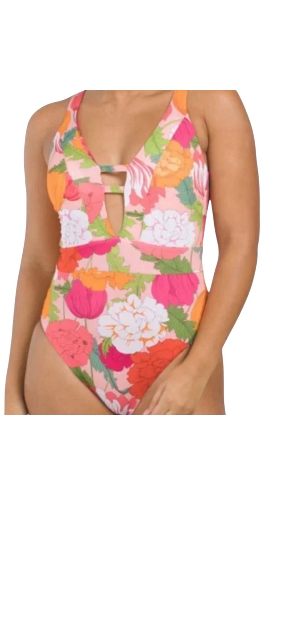 NEW Trina Turk one Piece Swimsuit Women’s Size 10 Floral Moderate Coverage V-neck NWT
