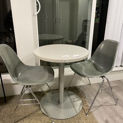 Bistro Table And Modernica Emes Style Fiberglass Chairs 