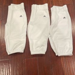3 New Solid White Youth Large Adidas Knicker Baseball Pants