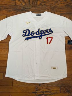 White gold blue Los Angeles dodgers shohei Ohtani opening day jersey