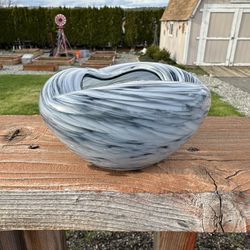 Murano Style Vintage Pulled Italian art glass Swirl Design Bowl Ashtray   5x3