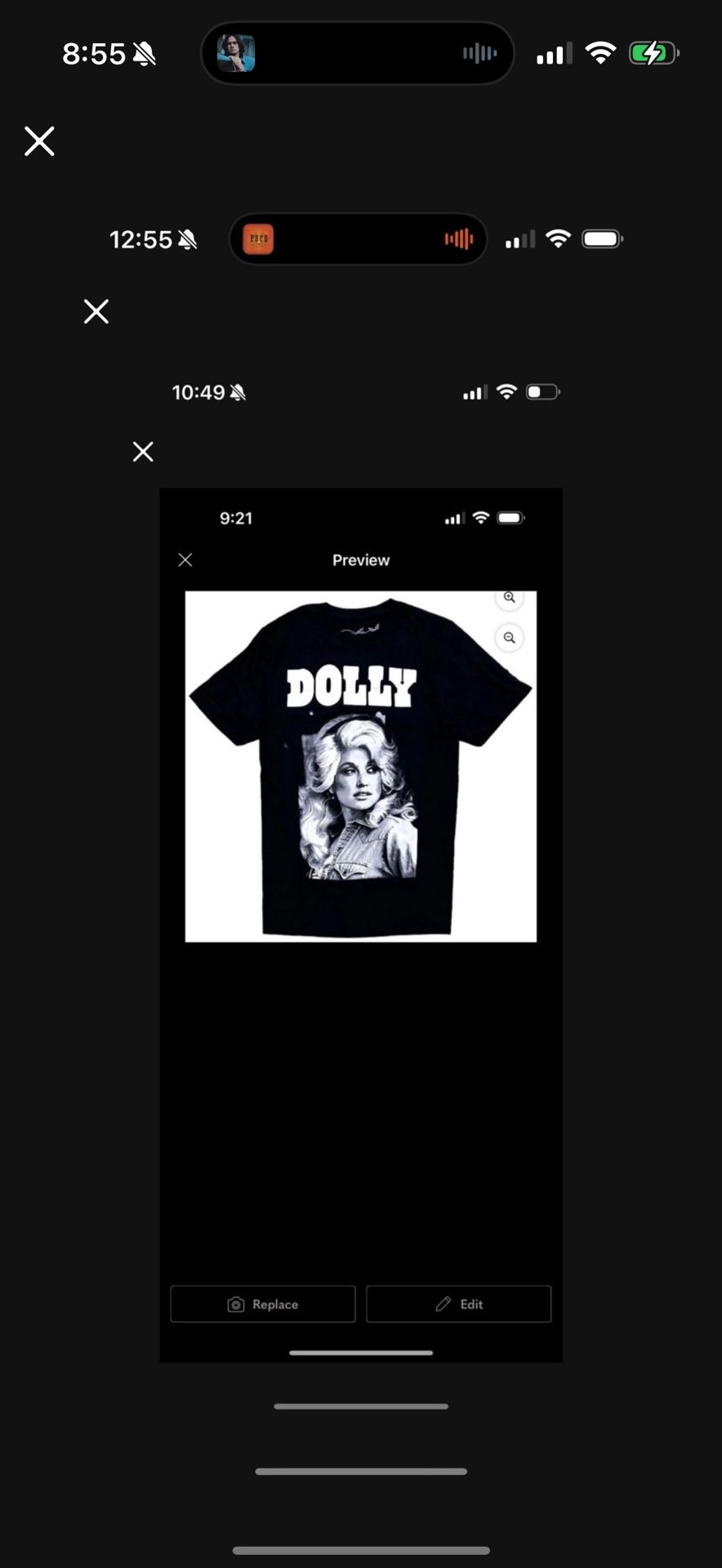 NWT MENS XL DOLLY PARTON T SHIRT TOP BLACK
