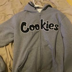 Cookies Grey Zip Up Hoodie Size M