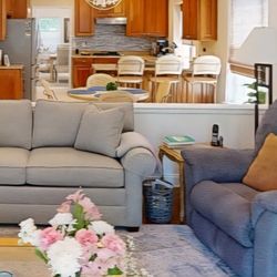 Ethan Allen sofa couch lounge modern contemporary living room den family room li