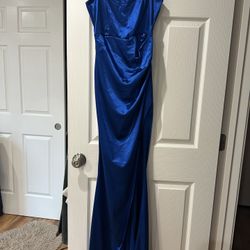 Blue Silky Long Dress
