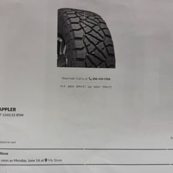 37 X 12.50  X R20. Nitto Ridge Grappler Tires