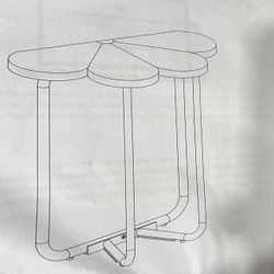 End side table with a golden metal frame, resembling a flower or clover shape, NEW 