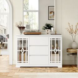 白色橱柜, 1041206, fmd-160


Buffet Cabinet with Storage, 3 Drawers Storage Cabinet with Glass Door for Living Room, White