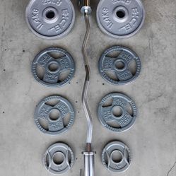 New Olympic Curl Bar and 85 lbs of Weights