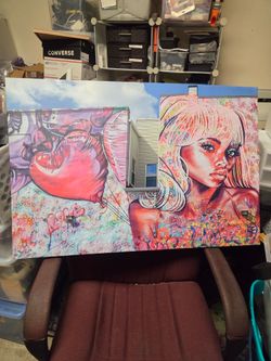 New Ashley hodder original mural on art print canvas 36x24 graffiti artist