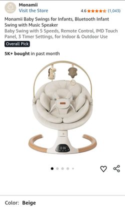 Monamii Bluetooth Baby Swing with Music Speaker