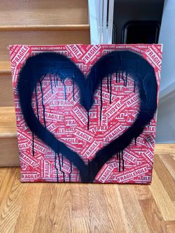 Graffiti Heart Fragile Sticker Mixed Media Art