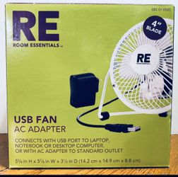 Room Essentials USB Fan with AC Adapter