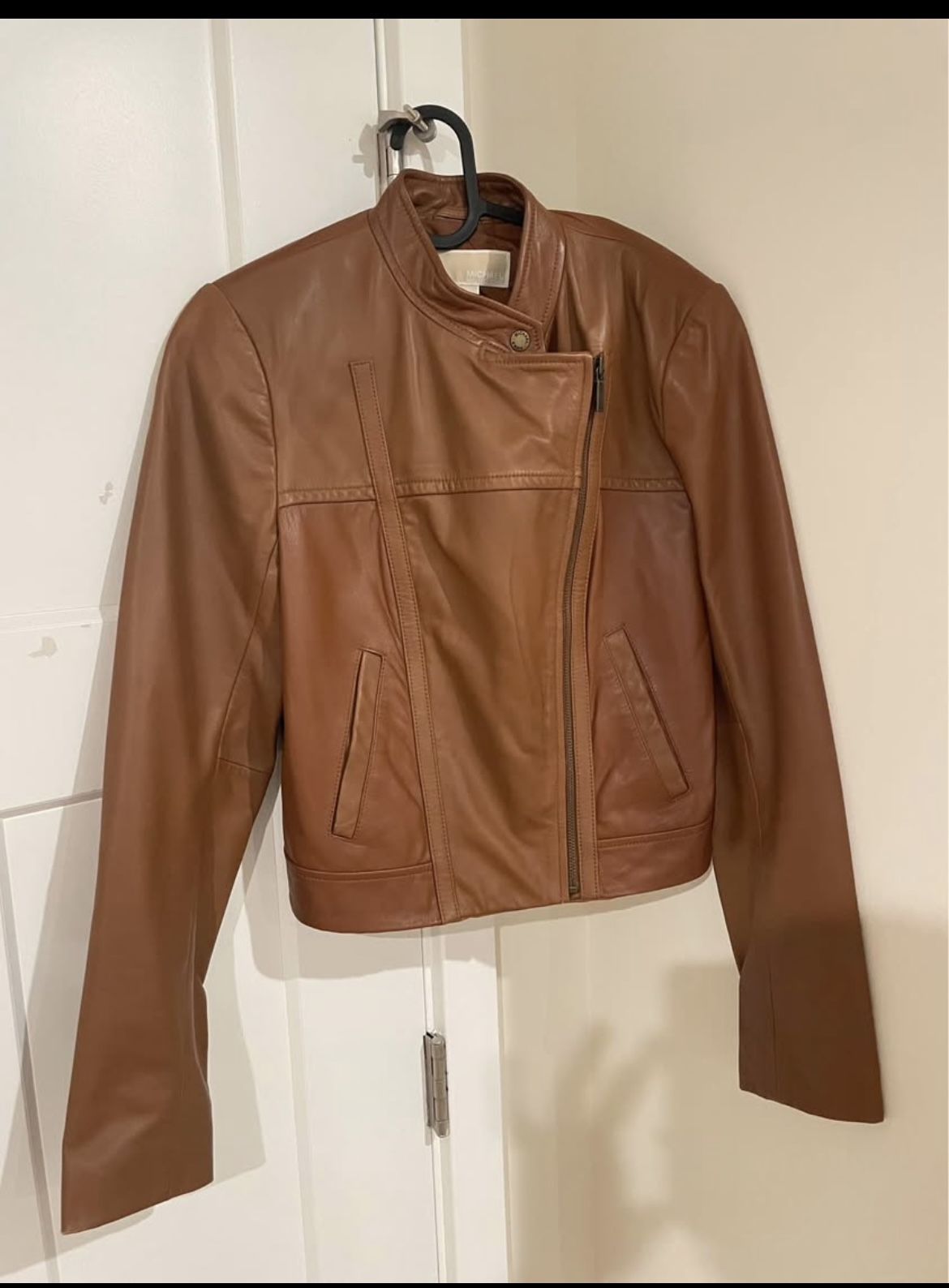 Brown Leather Jacket Michael Kors