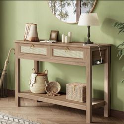 SUPERJARE Console Table with Charging Station