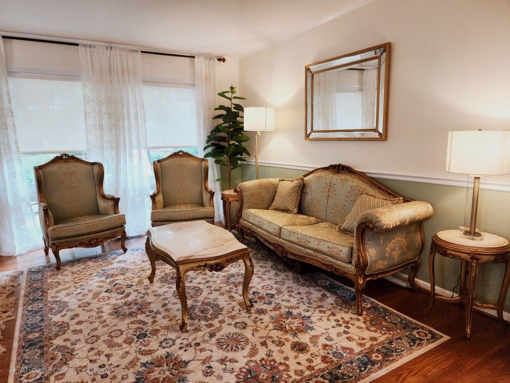 Elegant 6-Piece French-Style Living Room Set – Excellent Condition
